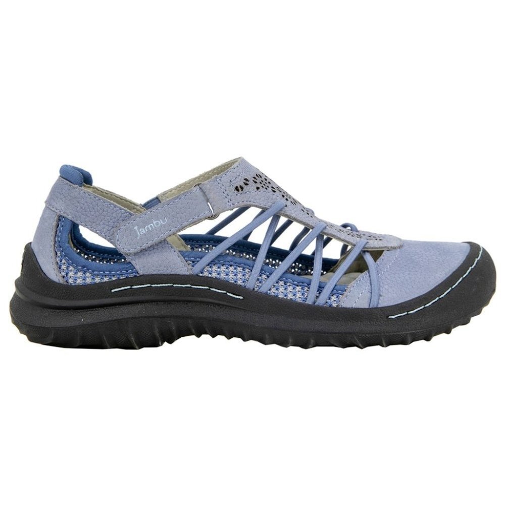 Jambu Women Horizon Sport Flat Denim Multi Laser Cut‎ Relax Foam 7.5